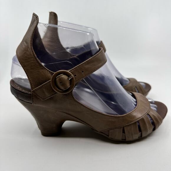 Chocolate Negro Women's Pumps EU Size 37 Sling Back Heels Open Toe Ankle Straps - Picture 5 of 11